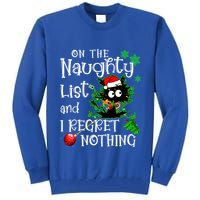 On The Naughty List And I Regret Nothing Xmas Cat Lights Gift Tall Sweatshirt