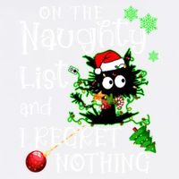 On The Naughty List And I Regret Nothing Xmas Cat Lights Gift Garment-Dyed Sweatshirt