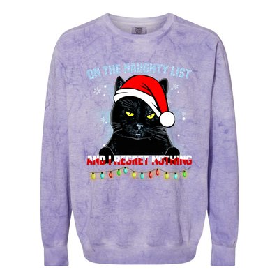 On The Naughty List And I Regret Nothing Cat Christmas Cute Gift Colorblast Crewneck Sweatshirt