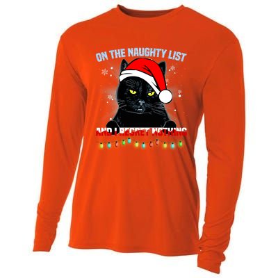 On The Naughty List And I Regret Nothing Cat Christmas Cute Gift Cooling Performance Long Sleeve Crew