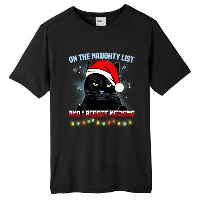 On The Naughty List And I Regret Nothing Cat Christmas Cute Gift Tall Fusion ChromaSoft Performance T-Shirt