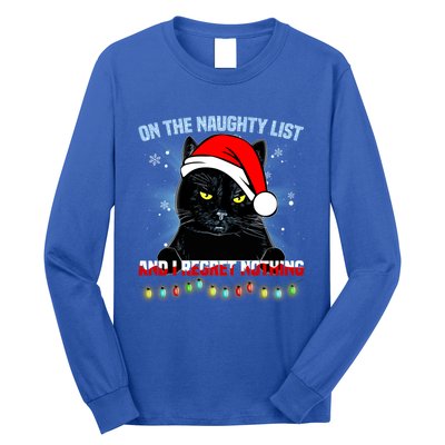 On The Naughty List And I Regret Nothing Cat Christmas Cute Gift Long Sleeve Shirt