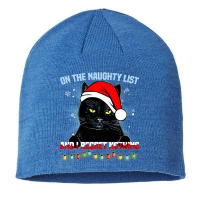 On The Naughty List And I Regret Nothing Cat Christmas Cute Gift Sustainable Beanie