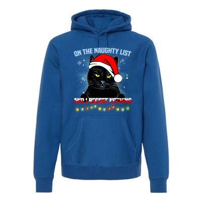 On The Naughty List And I Regret Nothing Cat Christmas Cute Gift Premium Hoodie