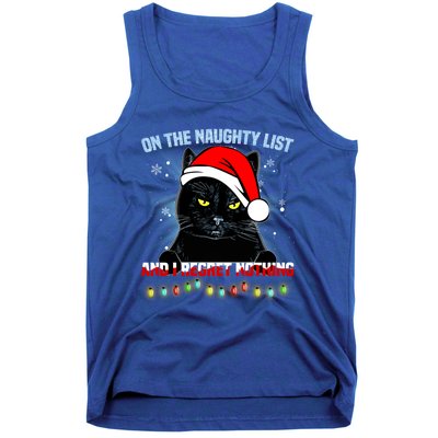 On The Naughty List And I Regret Nothing Cat Christmas Cute Gift Tank Top