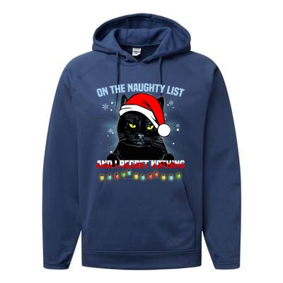 On The Naughty List And I Regret Nothing Cat Christmas Cute Gift Performance Fleece Hoodie