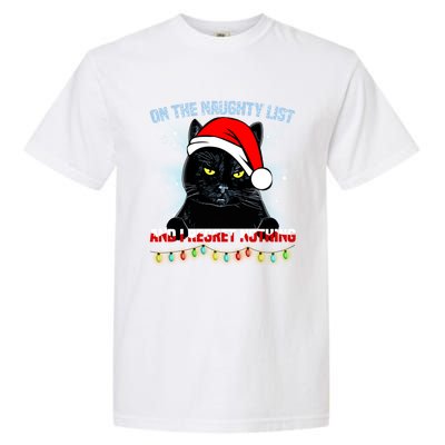 On The Naughty List And I Regret Nothing Cat Christmas Cute Gift Garment-Dyed Heavyweight T-Shirt