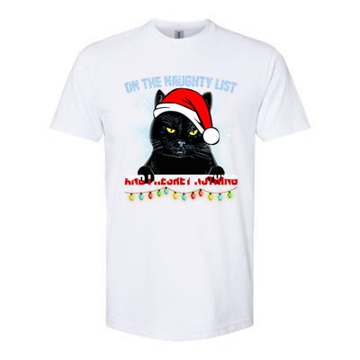 On The Naughty List And I Regret Nothing Cat Christmas Cute Gift Softstyle CVC T-Shirt