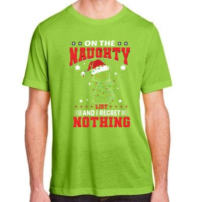 On The Naughty List And Regret Nothing Lighted Cat Christmas Cool Gift Adult ChromaSoft Performance T-Shirt