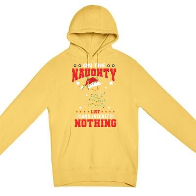 On The Naughty List And Regret Nothing Lighted Cat Christmas Cool Gift Premium Pullover Hoodie