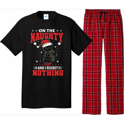 On The Naughty List And Regret Nothing Lighted Cat Christmas Cool Gift Pajama Set