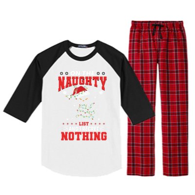 On The Naughty List And Regret Nothing Lighted Cat Christmas Cool Gift Raglan Sleeve Pajama Set