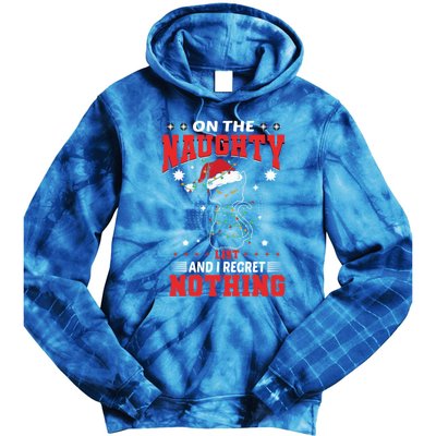 On The Naughty List And Regret Nothing Lighted Cat Christmas Cool Gift Tie Dye Hoodie