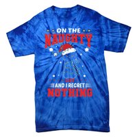 On The Naughty List And Regret Nothing Lighted Cat Christmas Cool Gift Tie-Dye T-Shirt