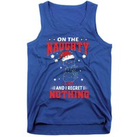 On The Naughty List And Regret Nothing Lighted Cat Christmas Cool Gift Tank Top