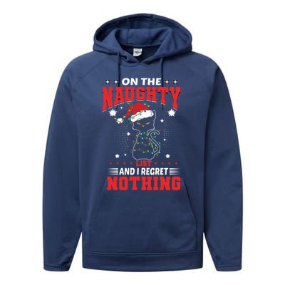 On The Naughty List And Regret Nothing Lighted Cat Christmas Cool Gift Performance Fleece Hoodie