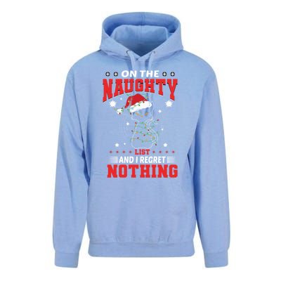 On The Naughty List And Regret Nothing Lighted Cat Christmas Cool Gift Unisex Surf Hoodie