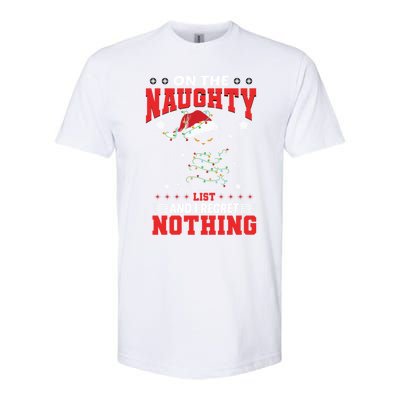 On The Naughty List And Regret Nothing Lighted Cat Christmas Cool Gift Softstyle CVC T-Shirt