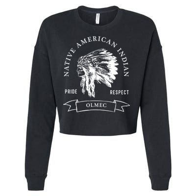 Olmec Tribe Native American Indian Pride Respect Vintage Funny Gift Cropped Pullover Crew