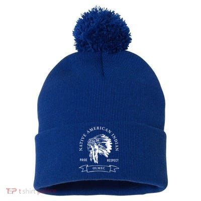 Olmec Tribe Native American Indian Pride Respect Vintage Funny Gift Pom Pom 12in Knit Beanie