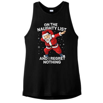 On The Naughty List And I Regret Nothing Dabbing Santa Xmas Cute Gift Ladies PosiCharge Tri-Blend Wicking Tank