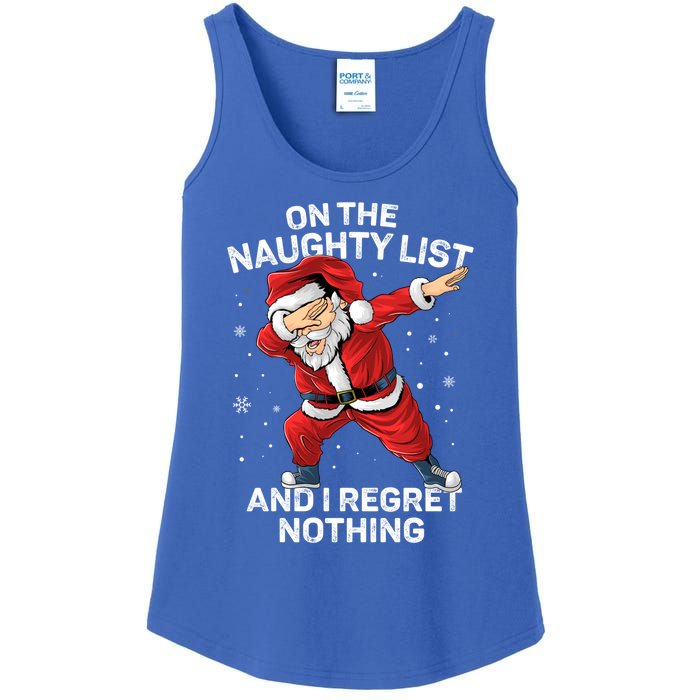 On The Naughty List And I Regret Nothing Dabbing Santa Xmas Cute Gift Ladies Essential Tank