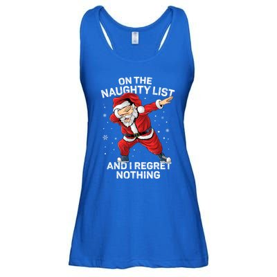 On The Naughty List And I Regret Nothing Dabbing Santa Xmas Cute Gift Ladies Essential Flowy Tank