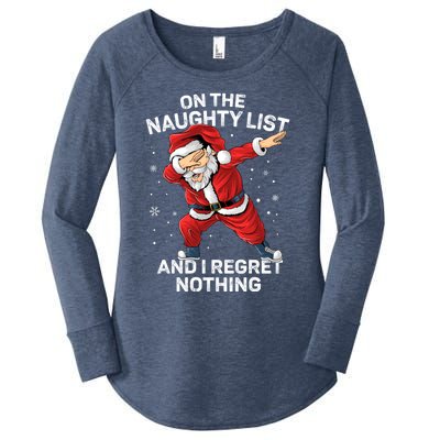 On The Naughty List And I Regret Nothing Dabbing Santa Xmas Cute Gift Women's Perfect Tri Tunic Long Sleeve Shirt