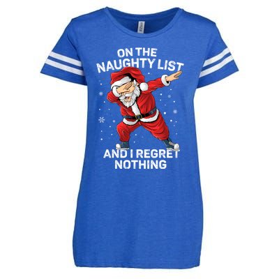 On The Naughty List And I Regret Nothing Dabbing Santa Xmas Cute Gift Enza Ladies Jersey Football T-Shirt