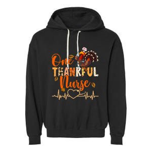 One Thankful Nurse Turkey Thanksgiving Day Garment-Dyed Fleece Hoodie