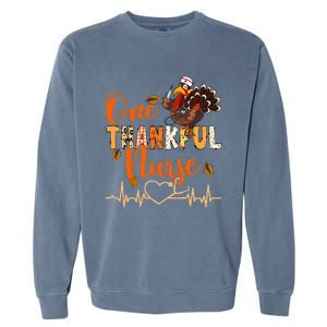 One Thankful Nurse Turkey Thanksgiving Day Garment-Dyed Sweatshirt