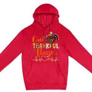 One Thankful Nurse Turkey Thanksgiving Day Premium Pullover Hoodie