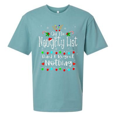 On The Naughty List And I Regret Nothing Funny Christmas Sueded Cloud Jersey T-Shirt