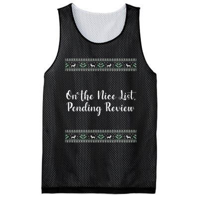 On The Nice List Pending Review Christmas Funny Mesh Reversible Basketball Jersey Tank