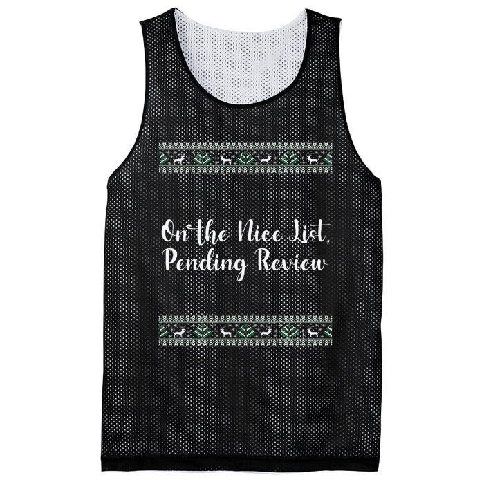 On The Nice List Pending Review Christmas Funny Mesh Reversible Basketball Jersey Tank