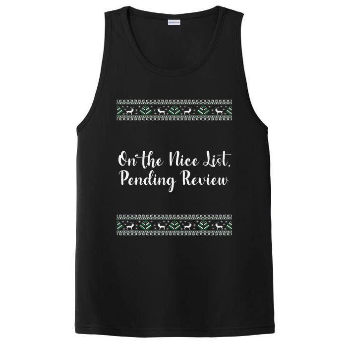 On The Nice List Pending Review Christmas Funny PosiCharge Competitor Tank