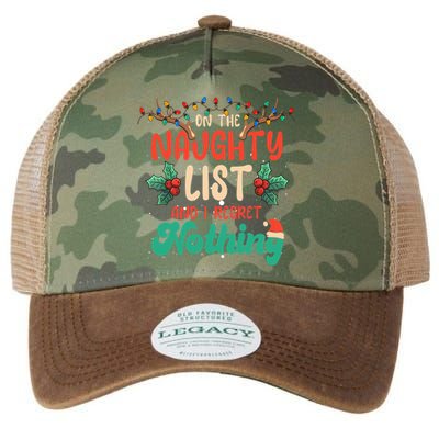 On The Naughty List And I Regret Nothing Funny Xmas Gift Legacy Tie Dye Trucker Hat