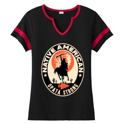 Opata Tribe Native American Pride Art Deco Logo Gift Ladies Halftime Notch Neck Tee