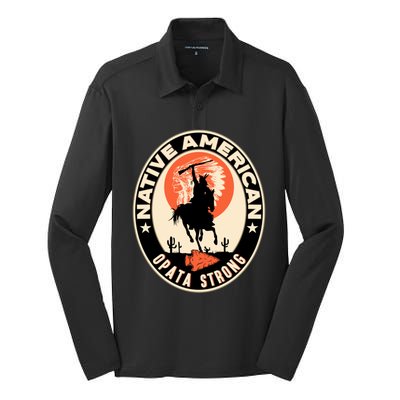 Opata Tribe Native American Pride Art Deco Logo Gift Silk Touch Performance Long Sleeve Polo