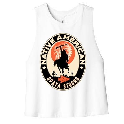 Opata Tribe Native American Pride Art Deco Logo Gift Women's Racerback Cropped Tank