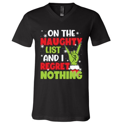 On The Naughty List And I Recret Nothing V-Neck T-Shirt