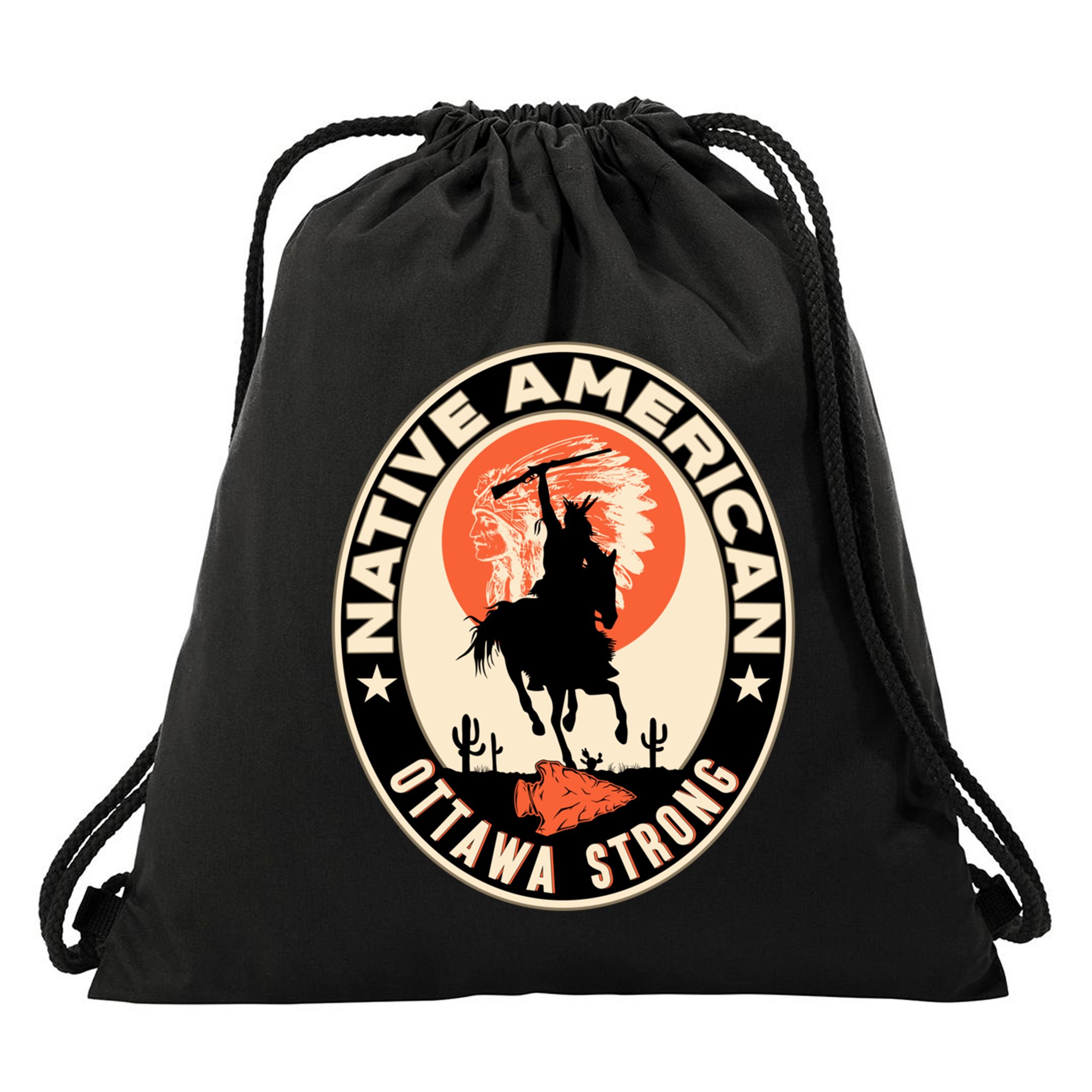 Ottawa Tribe Native American Pride Art Deco Logo Gift Drawstring Bag