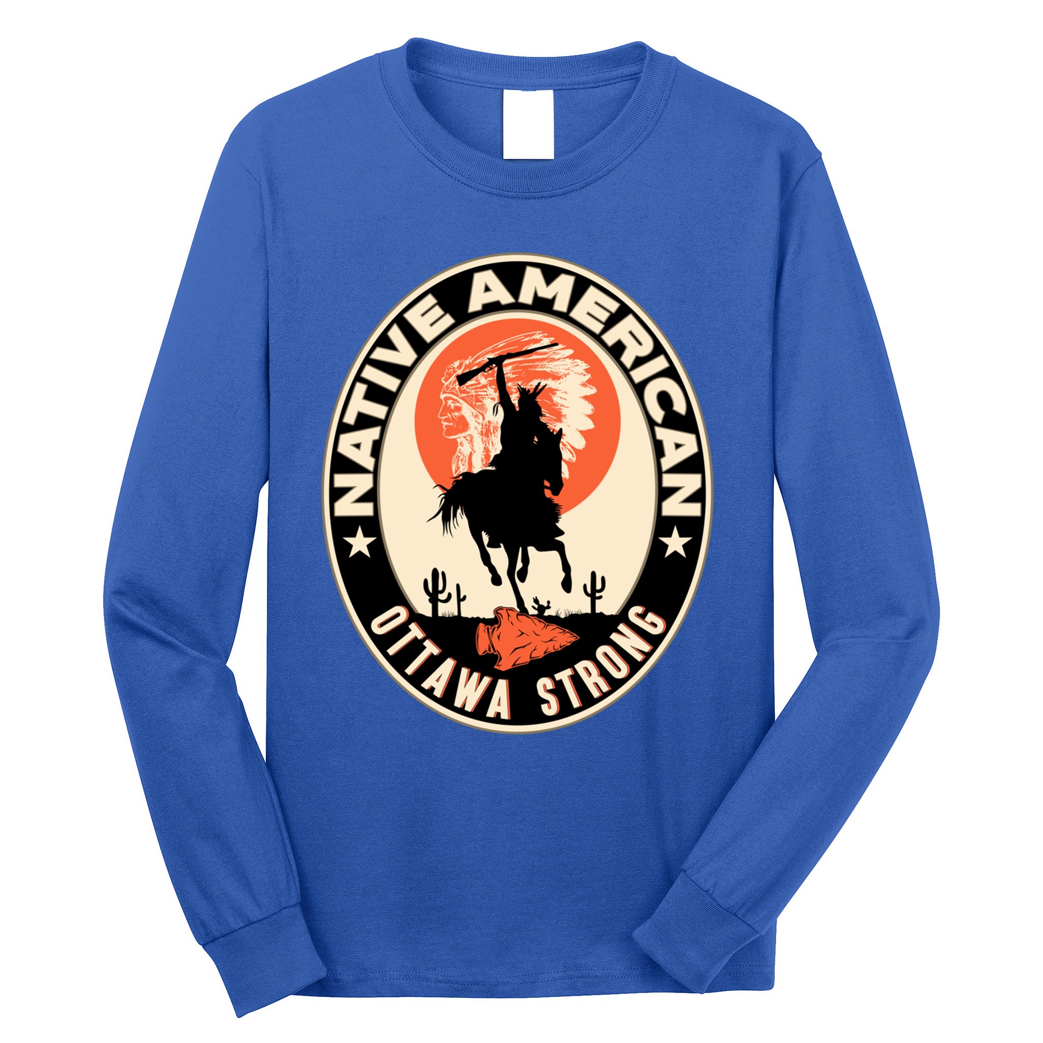 Ottawa Tribe Native American Pride Art Deco Logo Gift Long Sleeve Shirt