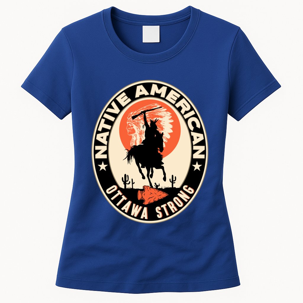 Ottawa Tribe Native American Pride Art Deco Logo Gift Womens T-Shirt