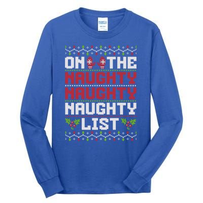 On The Naughty Naughty Naughty List Funny Christmas Tall Long Sleeve T-Shirt