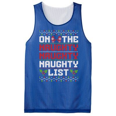 On The Naughty Naughty Naughty List Funny Christmas Mesh Reversible Basketball Jersey Tank