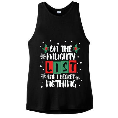 On The Naughty List And I Regret Nothing Christmas 2022 Gift Ladies PosiCharge Tri-Blend Wicking Tank