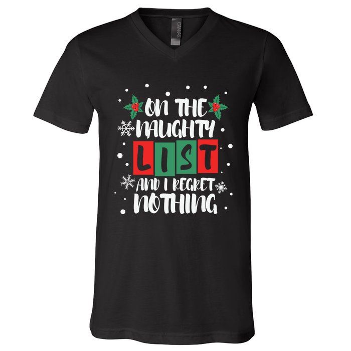 On The Naughty List And I Regret Nothing Christmas 2022 Gift V-Neck T-Shirt