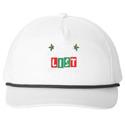 On The Naughty List And I Regret Nothing Christmas 2022 Gift Snapback Five-Panel Rope Hat