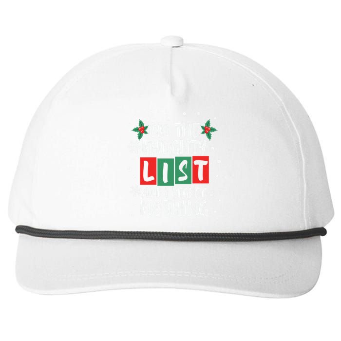 On The Naughty List And I Regret Nothing Christmas 2022 Gift Snapback Five-Panel Rope Hat